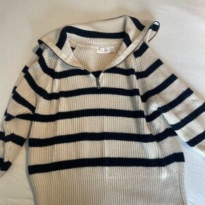 Striped Black and Cream Women's Sweater